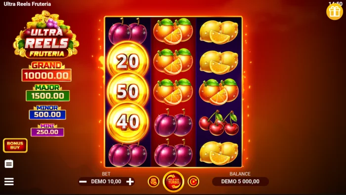 Ultra Reels Fruteria - pantalla de juego principal 3x5